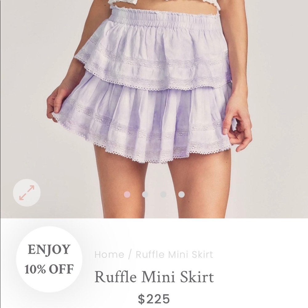 LoveShackFancy Ruffle Mini Skirt in Violet Splash Hand Dye - Size Medium